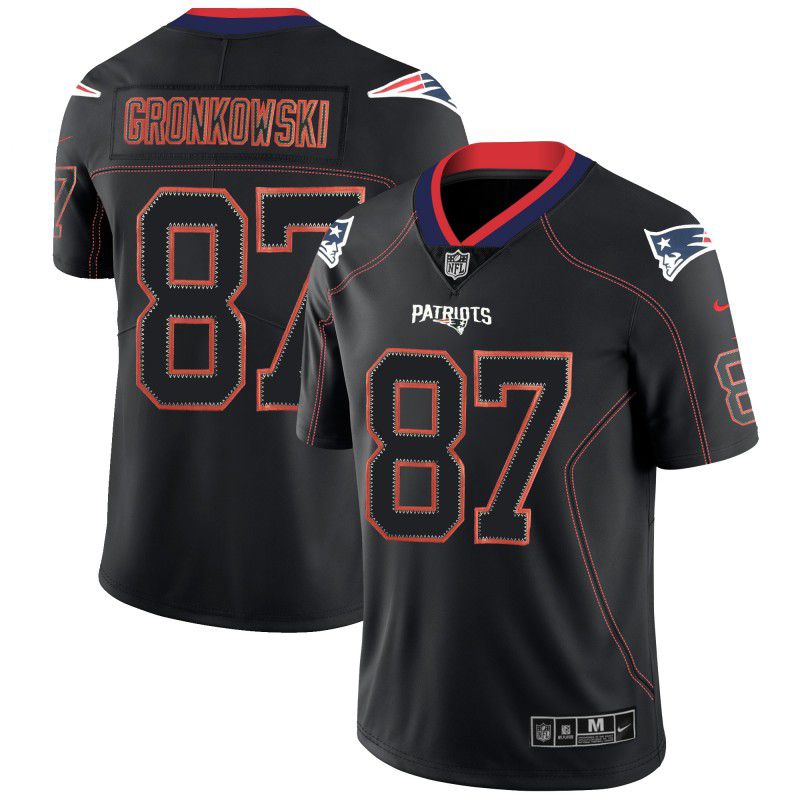 Men New England Patriots #87 Gronkowski Nike Lights Out Black Color Rush Limited NFL Jerseys->los angeles rams->NFL Jersey